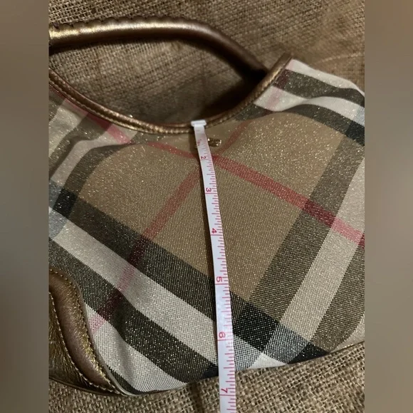 Burberry Metallic ✨ Beige Nova Check Canvas & Leather Hobo Bag 🤎❤️🖤🤍 w/dustbag - Picture 6 of 13